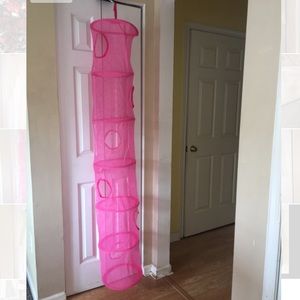 Pink Mesh Hanging Toy Holder